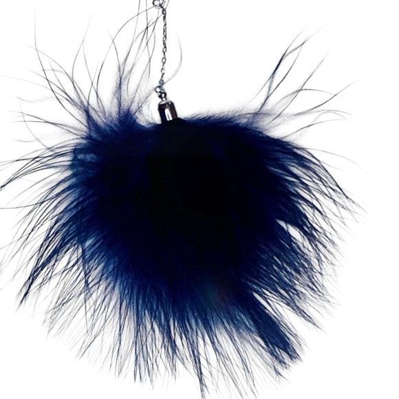 Navy Blue Feather Statement Earrings Drop Dangle Lightweight Fluffy Boho Trendy - Picture 6 of 6